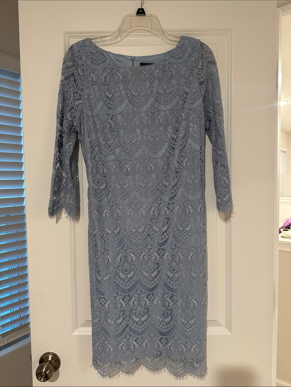 Jessica Howard Light Blue Lace Sheath Midi Dress